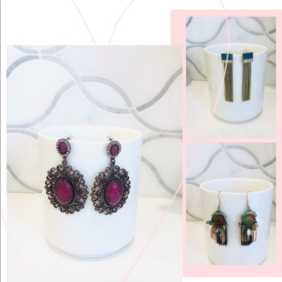 A lot of 3 pairs of gorgeous statement earrings - Picture 1 of 4